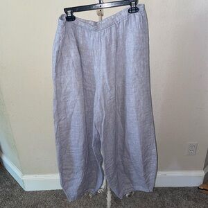Bryn Walker Linen Pants Blue Chambray Barrel Balloon Leg Lagenlook XXL